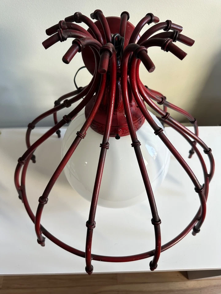 Pagoda Estilo Asiático Lámpara Vintage Bambú Aspecto Pesado Regencia Chinoiserie Foto 3 de 4