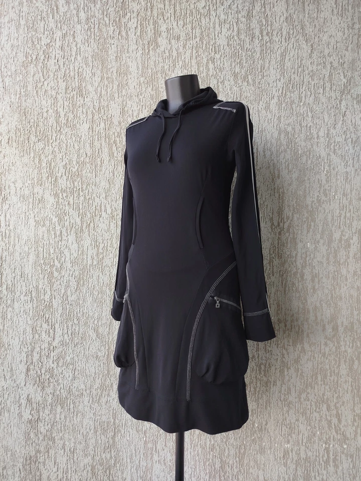 Vestido M+F Girbaud Manga Larga Negro Capucha Bolsillos Vintage Y2K Talla L Foto 2 de 4