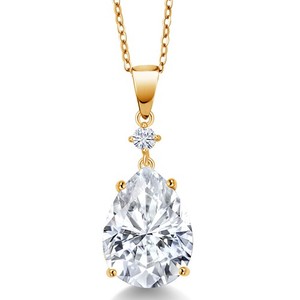 Authentic 18K Yellow Gold Plated Silver Pendant with Chain Set with Moissanite (9.27 Cttw)