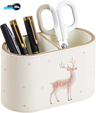 Christmas Pen Holder for Desk PU Leather Pencil Holder for Desk