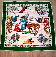 VINTAGE SOUVENIR OF TIJUANA MEXICO SCARF BULL FIGHTER WITH GLITTER