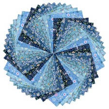 5"x 5" 50 PCS 100 Cotton Floral Fabric Squares Bundles 50P5"x5", Blue