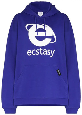 VETEMENTS SS20 Ecstasy Internet Explorer Hoodie Blue
