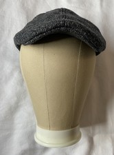 6 Panel Gray  White Herringbone Flat Cap Newsboy Cap Quilted Insulated lined