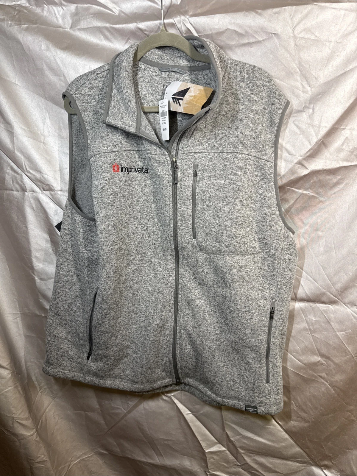 LL Bean Sweater Fleece Vest Mens XL Gray Full Zip Pockets Outdoors Hiking