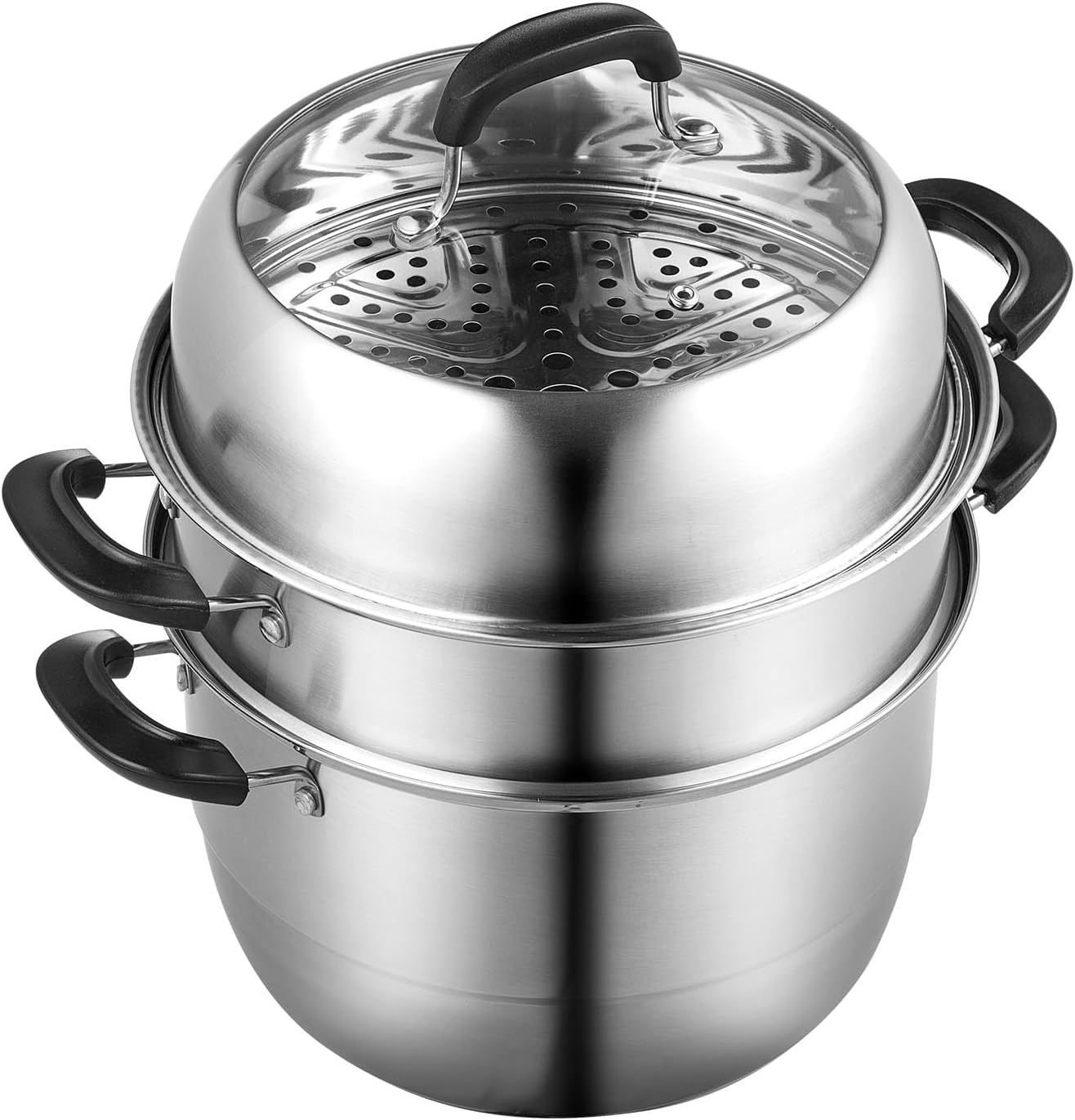 3-Tier 11-Inch Steamer Pot with 8.5QT Stock Pot for Veggies and More-image
