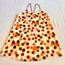 Anana Abstract Dot Print Boho Mini Dress Orange Pink Cream Mod Summer Small S