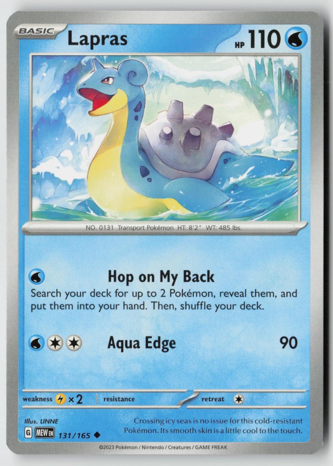 Lapras 131/165 Uncommon 151 Pokemon Near Mint