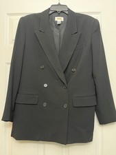 Vintage Talbots Women's Black Double-Breasted Blazer Oversized Lined Size 6