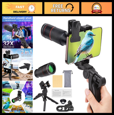 32X Telephoto Lens for Phone, HD Zoom Attachment with Tripod & Clip, Ideal for O