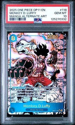 2025 ONE PIECE MANGA ALTERNATE ART OP11-118 MONKEY D. LUFFY PSA 10