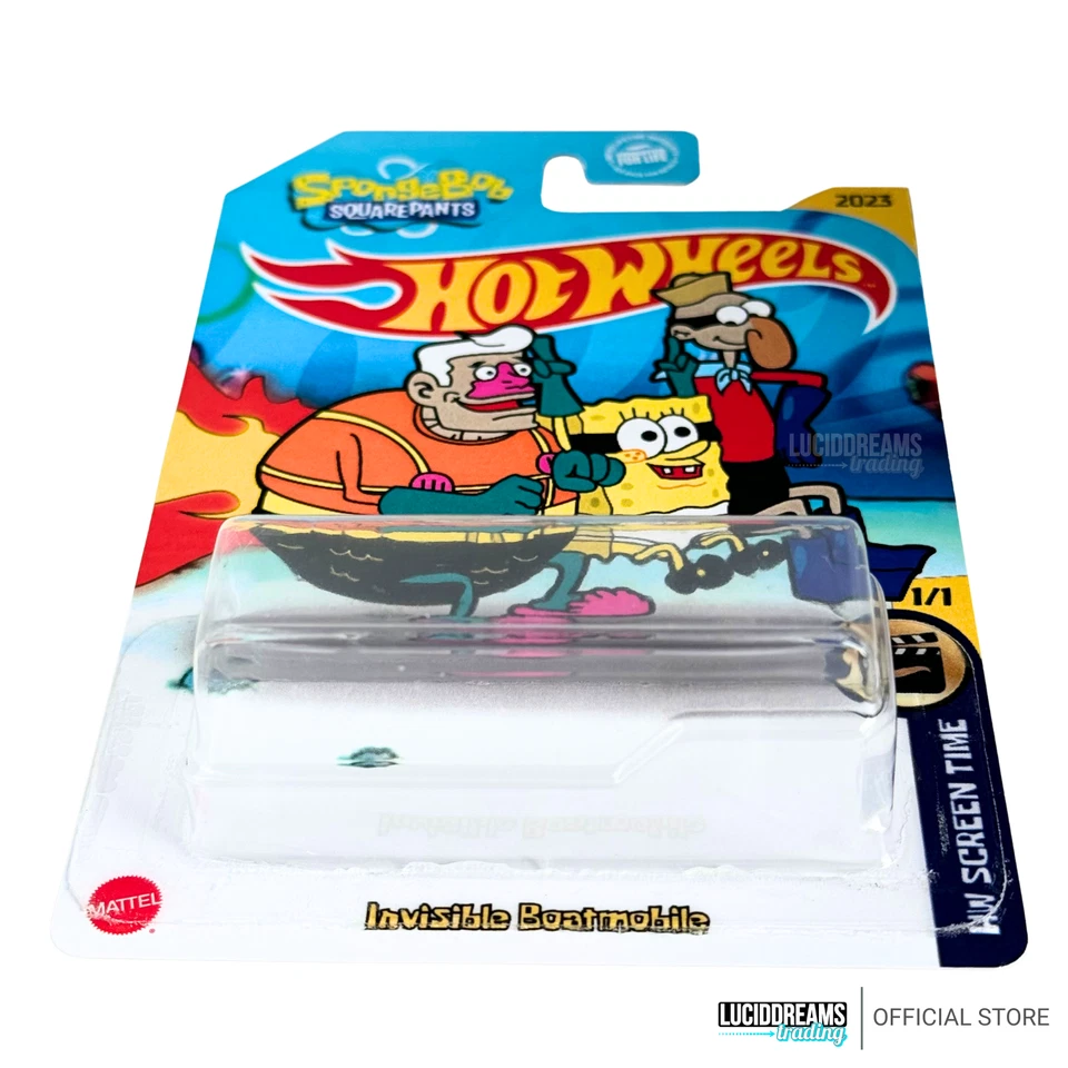 Hot Wheels Custom Card Size Mainline - Spongebob Invisible Boat Mobile with Case - Image 4 of 4