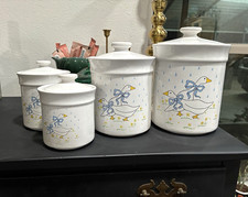 Vtg Country Goose Ceramic Canister Set of 4 w...