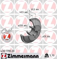 2X Zimmermann Bremstrommel Hinterachse FüR Opel