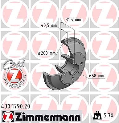 2X Zimmermann Bremstrommel Hinterachse FüR Opel-image
