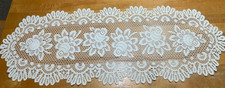 Lace Table Runner 42 x 16 Oval Roses Floral Openwork White