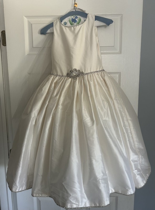 Christie Helene Ivory Flower Girl Dress with Tiara and Veil. Original cost $650