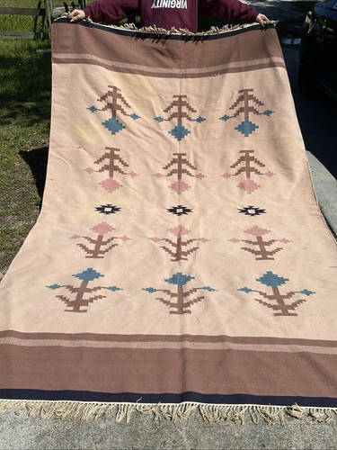 Vintage Floral kilim rug Wool Jute Vintage Kilim Rug moroccan navajo rug tribal