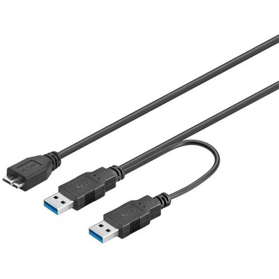 PremiumCord USB 3.0 Stromversorgung Y Kabel USB Typ Micro Stecker auf 2x Typ A