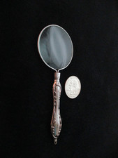 Vintage Silver-Toned Handheld Magnifying Glass with Ornate Handle 4.5"