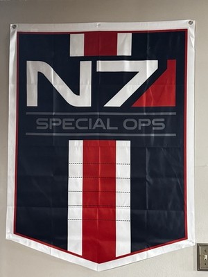 Mass Effect Legendary Edition Special Ops Banner Flag Figure Tapestry N7