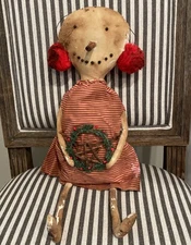 PRIMITIVE 2016 Artist Handmade Grunge CHRISTMAS SNOWMAN Snow Lady Doll 17” OOAK