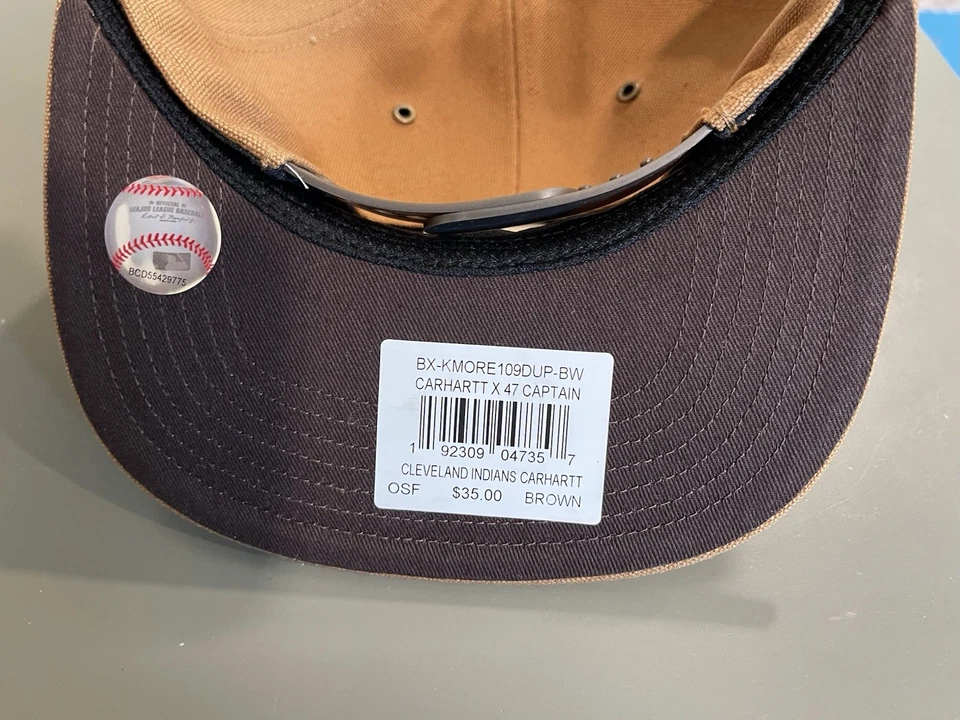 Carhartt x ‘47 Brand Cleveland Indians Guardians MLB Brown Hat Cap Snapback NWT - Image 4 of 4