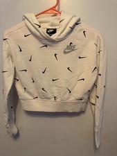 RARE Nike Sportswear Kids' Girls' Cropped Pullover Hoodie - White Medium