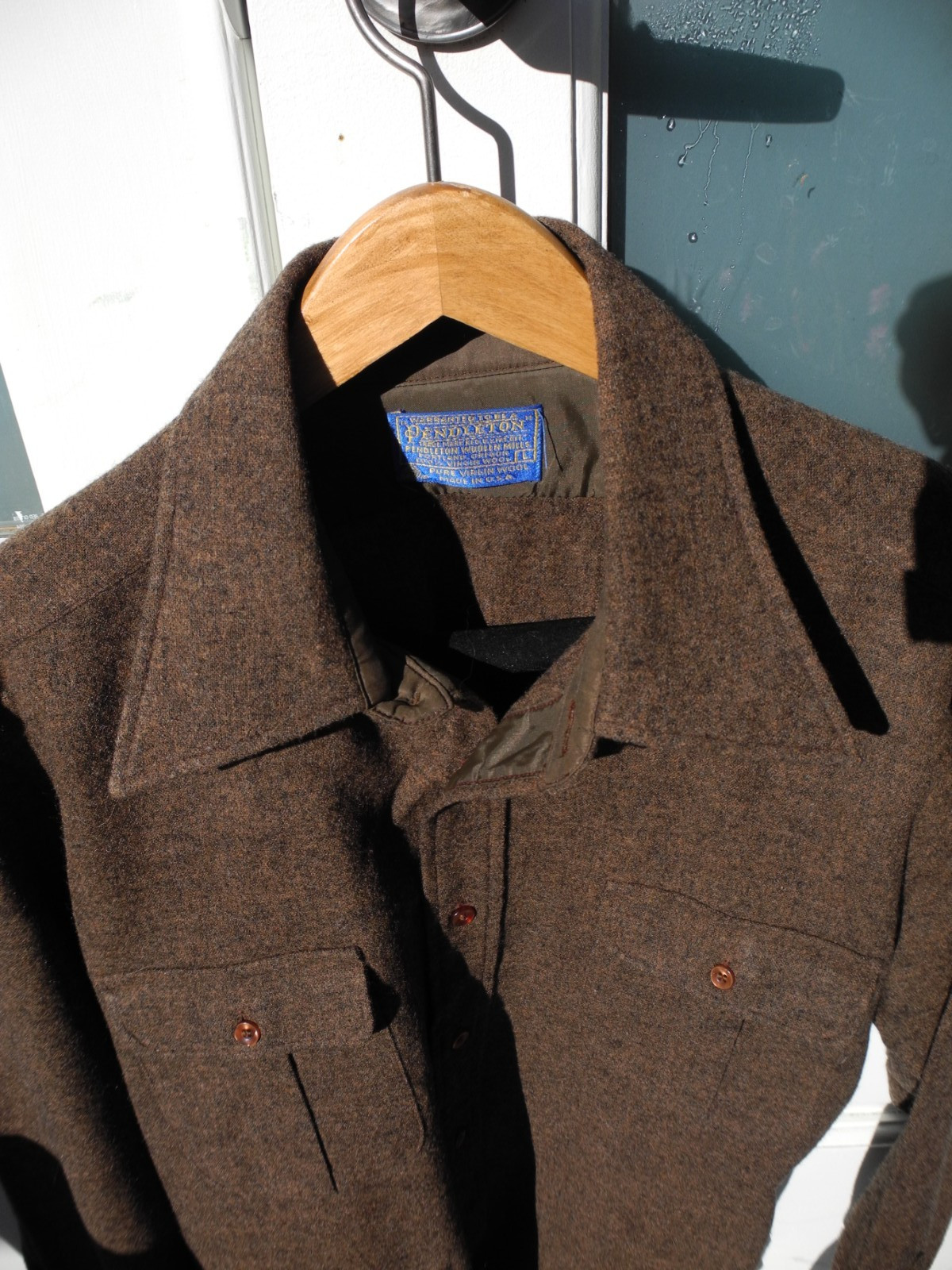 Vintage Pendleton Solid BROWN Shirt 100% Virgin W… - image 2