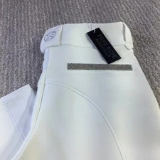Free Ride Equestrian White Sparkle PRO Full Seat Knee Patch Breeches Size 24 NWT
