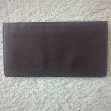 VTG Fossil Leather Checkbook Cover Brown RARE 