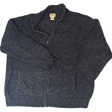 LL Bean 100 Lambswool Full Zip Men  s Cardigan Size XL Blue