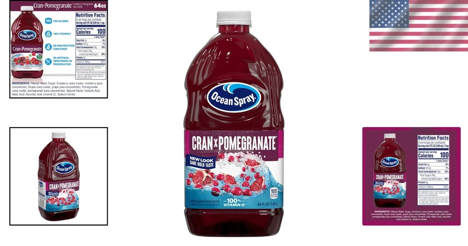 Bebida dietética de jugo de grúa-granada, paquete de 8 64 oz Foto 2 de 4