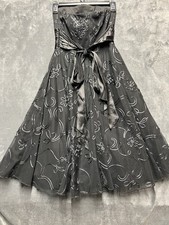 Y2K Whimsigoth Strapless A-Line Black Tulle Floral Dress Sz 3/4 Party Goth HOCO