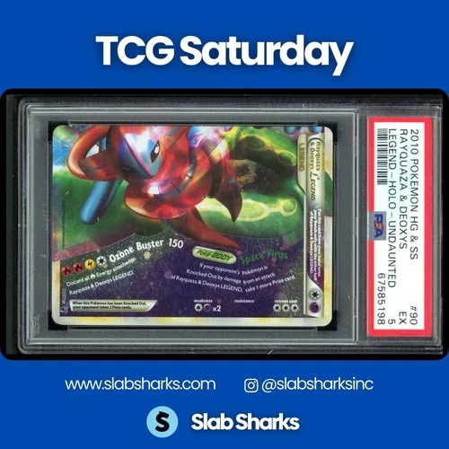 2010 POKEMON HEARTGOLD & SOULSILVER UNDAUNTED #90 RAYQUAZA & DEOXYS HOLO PSA 5