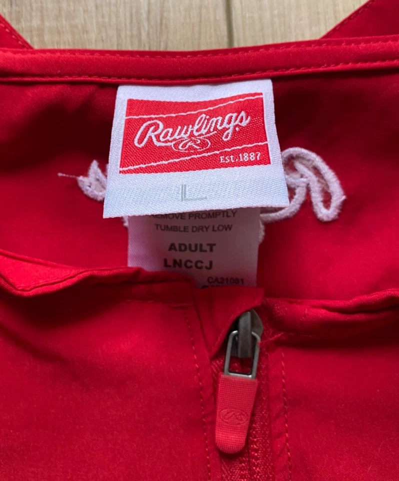 Pullover Rawlings Para Hombre Rojo Cuarto Cremallera Béisbol Bateo Práctica Top Grande Foto 3 de 4