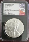 2023 Burnished SILVER EAGLE NGC MS70 FIRST DAY ISSUE MERCANTI SIGNED FLAG LABEL