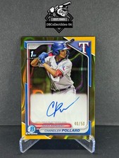 2024 Bowman Chrome Chandler Pollard 1st Gold Lava Auto 46/50 Texas Rangers