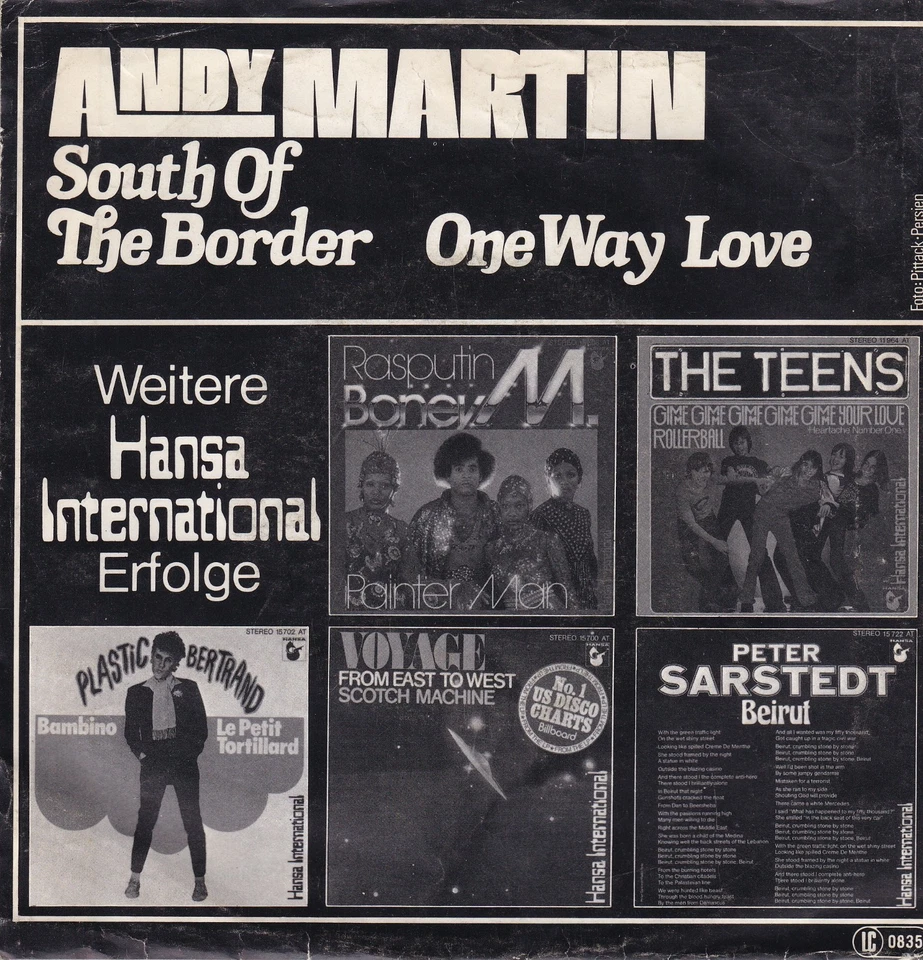 -1163- Andy Martin - South Of The Border - 7"-Vinyl-Single-vg++ Promo-Sheet - Bild 2 von 3