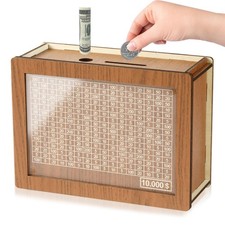 10000 Savings Challenge Box, Money Saver Box 10k Smash, Wooden Digital Save P...