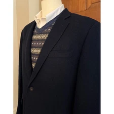 Austin Reed Sport Coat Mens 44R Navy Wool Three-Button Blazer Jacket