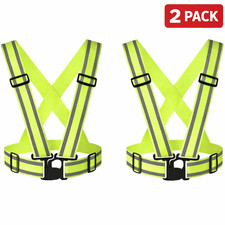 2PCS Safety Vest with High Visibility Reflective Belt Stripe Security Adjustable