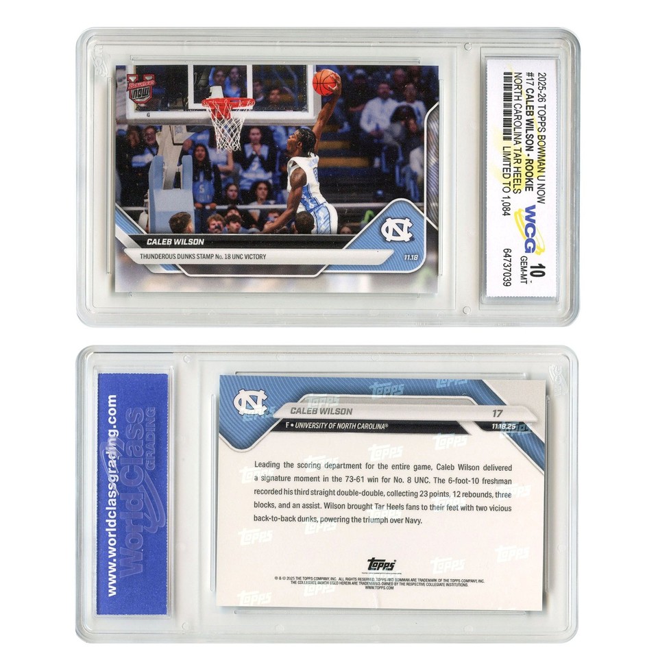 2025 Topps Bowman CALEB WILSON North Carolina Tar Heels ROOKIE Card #17 ...