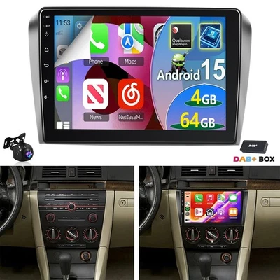 Für Mazda 3 BK 2004-09 Autoradio Apple CarPlay DAB+ Android15 GPS Navi RDS 4+64G - Bild 1 von 4