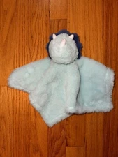 Parents Choice Blue Baby Lovey Triceratops Dinosaur Plush Security Blanket Satin