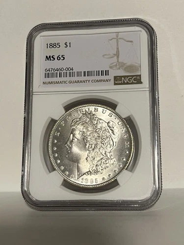 1885 MS65 Morgan Silver Dollar NGC Certified Gem - Bright Frosty White