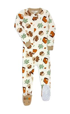 Carter's Girl's, Boy's Thanksgiving Fall Print Turkey Footed Pajama Sleeper