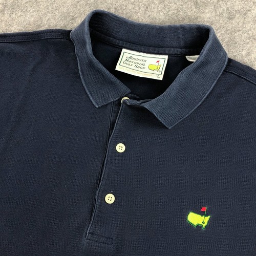 Masters Augusta Golf Mens Polo Large Navy Blue National Shop Short Sleeve Cotton