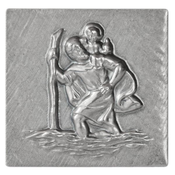 Metall Stockschild Relief Plakette Heiliger Sankt St. Christophorus Stocknagel-image