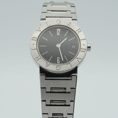 Bulgari Solotempo Women's Watch 1 1/32in Steel BB26SLD Black Nice State BV031